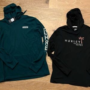 Bundle lot of 2 Hurley men’s hoodie hoodies tshirt waffle thin L NWT